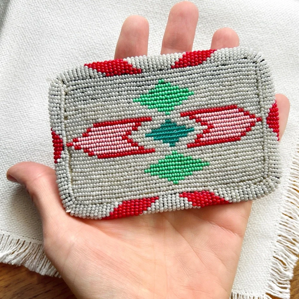 VINTAGE Beaded XL Southwestern Western Belt Buckle Unisex Native Cowboy